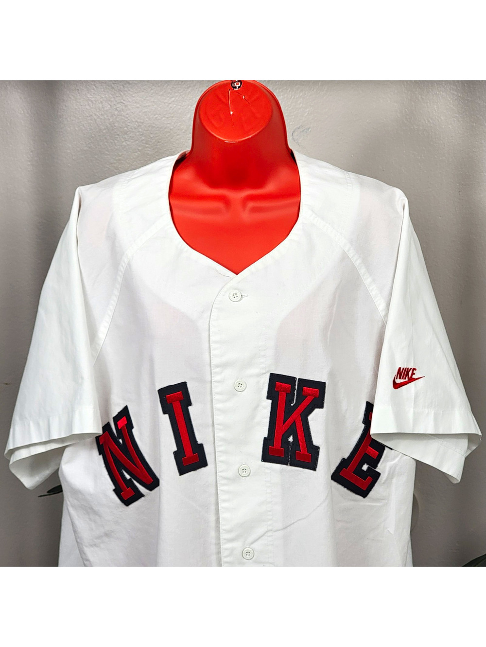 Vintage 90s Nike Spellout Baseball Jersey Gray Tag XL Button
